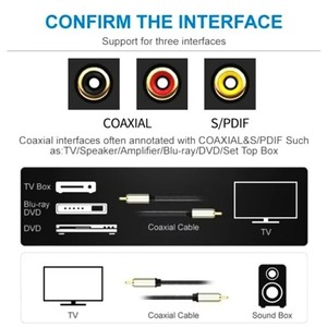 Câble audio <span class=keywords><strong>coaxial</strong></span> numérique <span class=keywords><strong>S</strong></span>/<span class=keywords><strong>PDIF</strong></span> RCA mâle vers RCA mâle plaqué or et tressé pour home cinéma, HDTV, caisson de basses, amplificateur - Product Image 5