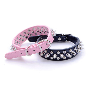 Collar de perro con pinchos de cuero ajustable, remache de setas, collares de cuero Pu con tachuelas para mascotas, cinturón de Collar de cachorro con tachuelas barato para exteriores - Product Image 4