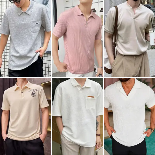 Wholesale 2024 high-quality fashionable polo shirts for men's casual short sleeved sports polo t-shirts randomly shipped