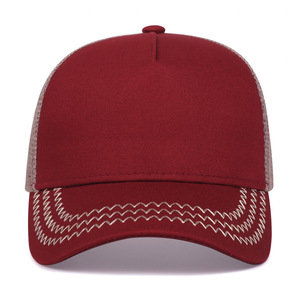 Casquette de camionneur 5 panneaux en toile et maille, vierge, pour homme, avec logo brodé personnalisé, style décontracté, ajustable, pour l'été et le voyage - Product Image 2