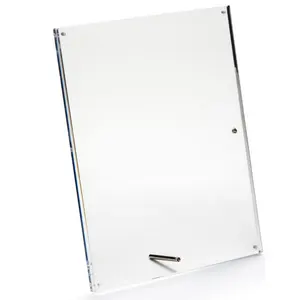 8.5 x 11 Slant Back Photo Picture Frame Thick Clear Block Frame Magnetic Acrylic Photo Frame with Easel Arm