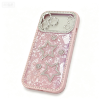 Étui de protection intégral 360° en TPU diamanté avec personnage de dessin animé scintillant de luxe pour 11/12/13/14/15/16/17 Pro Max, anti-empreintes digitales, étanche