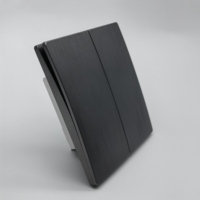 Interruptor de pared negro clásico de Diseño de Moda de fabricante sin marco de dos bandas estándar británico para uso doméstico comercial