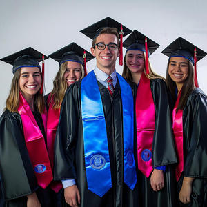 卒業ストールと名誉サッシ、学士号と博士号の儀式のためのサテンアカデミックストール、カスタムロゴのプロモーションギフト - Product Image 2