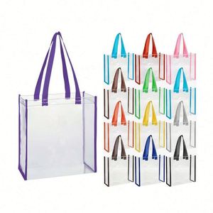 Waterproof <b>Large</b> Transparent Pvc Shopping <b>Bag</b> With Handles Clear Tote <b>Bags</b> for Work Beach Sports Promotion <b>Gift</b> - Product Image 3