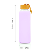 Cangkir perjalanan 550 ML dengan penutup silikon anti-selip dan tutup bambu desain baru botol kaca air kaca silikon bebas BPA