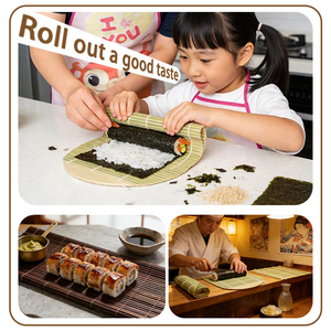<span class=keywords><strong>Esterilla</strong></span> de Bambú para Enrollar <span class=keywords><strong>Sushi</strong></span> Makisu de 9.5 y 10 Pulgadas, Herramienta Cuadrada para Enrollar <span class=keywords><strong>Sushi</strong></span> Casero - Product Image 1