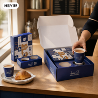 Coffret Cadeau Personnalisé pour Boulangerie, Boîte d'Emballage en Carton avec Fenêtre et Rabat Doré pour Thé, Café, Pâtisseries et Desserts