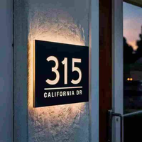 Panneau LED personnalisé Numéro de maison LED moderne Plaque d'adresse verticale HorizontalHollow rétroéclairée