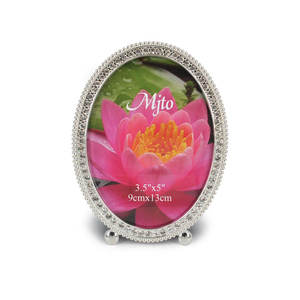 Mjto <b>Oval</b> <b>Photo</b> <b>Frame</b> 3.5x5 Inch Silver Crystal Decorative Picture <b>Frame</b> for Home Desk Display - Product Image 1
