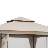 Gazebo d'extérieur à double toit, abri de patio avec moustiquaire, structure en acier pour jardin et pelouse
