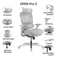 Chaise de bureau ergonomique moderne, confortable et inclinable, avec accoudoirs 5D, soutien lombaire réglable et maille respirante pour espace de travail professionnel