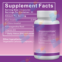 Capsules de Myo-Inositol et D-Chiro-Inositol à Formule Personnalisée avec Ashwagandha et Vitamine D, Rapport 40:1, pour l'Équilibre Hormonal Féminin