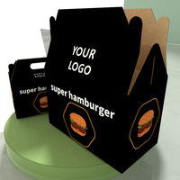 Nouvelle conception écologique, boîte à poulet frit pliable en carton imprimé, boîte à burger en kraft, boîte à sandwich, boîte à hamburger, personnalisable, recyclable