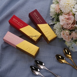Vente en gros de couverts en acier inoxydable 18/8 pour la Saint-Valentin, cadeau de mariage, ensemble de cuillères à café suisses dorées pour couple avec boîte cadeau - Product Image 3