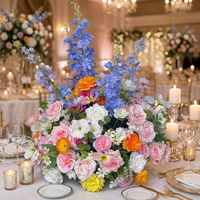 Arrangement floral artificiel en soie Rose Monet Austin et Héron volant pour décoration de table de mariage et de fête