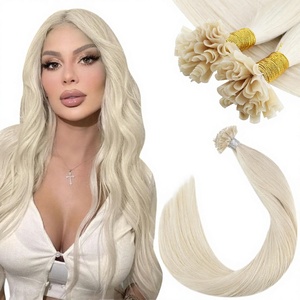 Ugeat Extensioni di Capelli Umani Remy 24 Pollici con Punta a K/U, Biondo Platino Morbido, Liscio, con Cheratina, Texture Setosa, per Aumentare la Lunghezza, Singolo per Donna - Product Image 1