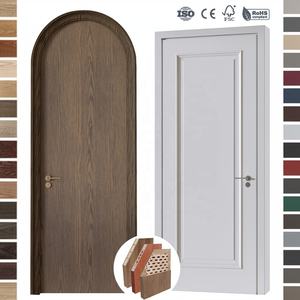 Puertas Francesas Curvas de Nogal Estándar Americano, de 2 Paneles con Arco Superior, Precolgadas, Núcleo Sólido, Modernas, para Interiores de Apartamentos - Product Image 3