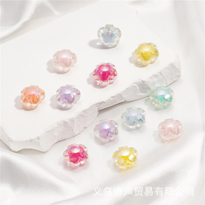 Acrylic Five Petal Flower <b>Beads</b> For Jewelry Making 12mm Colorful Loose <b>Beads</b> DIY Handmade Craft Supply - Product Image 2