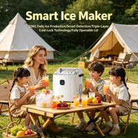Mini machine à glaçons de comptoir avec couvercle transparent, machine à glaçons électrique pour les boissons domestiques et le camping en plein air