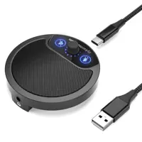 Flykantech-Microphone USB pour vidéoconférence, contrôle du volume, bouton muet, prise stéréo 3,5mm, ordinateur portable (ME1)