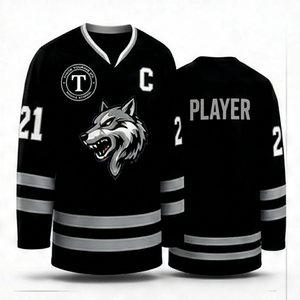 เสื้อฮอกกี้น้ำแข็ง USA สำหรับผู้ชาย แขนยาว คอวี ปักโลโก้ด้วยเทคนิค Tackle Twill ระบายความชื้น ต้านเชื้อแบคทีเรีย ผลิตจากโพลีเอสเตอร์ 100% - Product Image 3