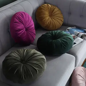 LISO European Home Round Pleated Creative Sofa Dutch Fleece Solid Color Seat Cushion