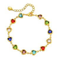 Bracelet tendance en acier inoxydable plaqué or de style européen et américain, avec zircon coloré et design géométrique, pour femme, idéal pour les fêtes