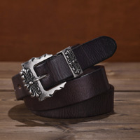 Ceinture en cuir de vachette premium WIZNEERK, boucle ardillon en alliage vintage, légère et durable, largeur 3,3 cm, vente en gros transfrontalière