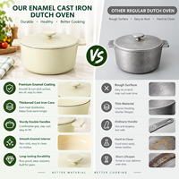 Cocotte en fonte légère avec revêtement émaillé et couvercle, facile à nettoyer, pour la maison, l'hôtel, le restaurant, vente en gros
