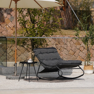 Chaise longue à bascule <span class=keywords><strong>Samba</strong></span> Deluxe grise de 330lb pour l'intérieur et l'extérieur avec coussin rembourré épais pour porche, jardin et arrière-cour - Product Image 3