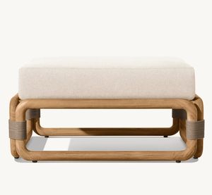 Reposapiés de tela impermeable moderno exterior otomano de madera de teca de lujo nuevo diseño de MARO con cojín - Product Image 1
