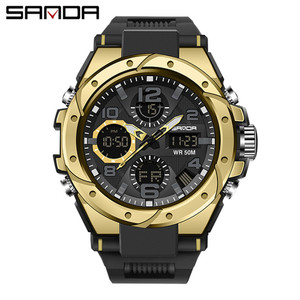Montre numérique LED pour homme SANDA 3192 avec cadran carré, multifonction, mesure de la température, bracelet en acier, montre sportive pour homme, cadeau - Product Image 2
