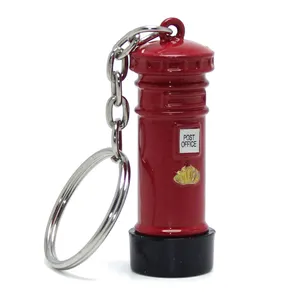مجوهرات الأزياء الأحمر صندوق البريد قلادة مفتاح سلسلة حلقة السفر تذكارية هدايا المعادن صندوق بريد كيرينغ حامل لندن صندوق البريد المفاتيح