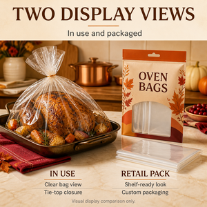 Bolsas para Asar Pavo Aptas para Microondas con Fondo Cuadrado, Resistentes al Calor y de Grado Alimenticio para Menús Navideños y de Temporada - Product Image 4