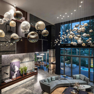 LED phòng trưng bày Hiện Đại Đèn trường biệt thự Duplex tòa nhà phòng khách Đèn chùm tùy chỉnh kính hậu hiện đại khách sạn Trung tâm mua sắm nghệ thuật - Product Image 4