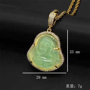 Vente directe usine Collier Bouddha Maitreya en jade plaqué or 18 carats pour femme - Product Image 2