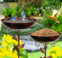 Bain d'oiseaux de jardin avec piquet, mangeoire à oiseaux autoportante en métal, abreuvoir pour oiseaux sauvages, décoration de jardin extérieur