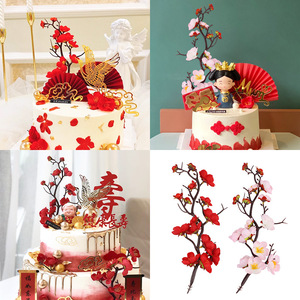 Plum Blossom Branch Cake Toppers Red And Pink Plastic Reusable For Birthday Decorations - Product Image 5