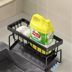 Organizador de encimera de Metal de <span class=keywords><strong>doble</strong></span> nivel moderno, estante de almacenamiento de cocina con tipo de gancho para lavavajillas, fregadero, esponja, cepillo de drenaje - Product Image 5