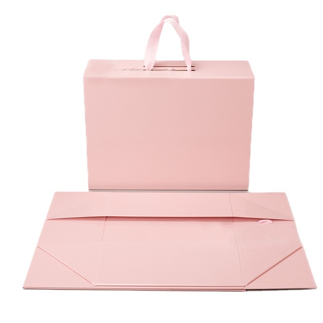 Hot Selling Magnetic Pink Custom Logo Printed Cardboard Folding Paper Clothing Wig Wedding Luxury Gift Packaging Boxes Ribbon