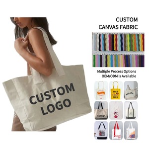 Organic Canvas Tote Bag with Custom Printed logo Recyclable Cotton with Durable Handle for Daily Use Advertising Promotion