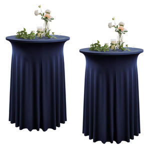32 "x 43" Коктейльная настольная юбка из спандекса Стрейчевые волнистые драпировки облегают высокие крышки барного стола для свадебных вечеринок - Product Image 1