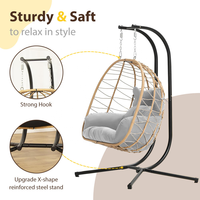 Fauteuil suspendu panier pliable double place de haute qualité, personnalisé en usine, pour extérieur, jardin, terrasse, balcon