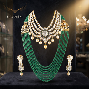 Magnifique collier en or 18 carats serti de diamants, fait main, l'envie de la Maharani, idéal pour les occasions de mariage - Product Image 3