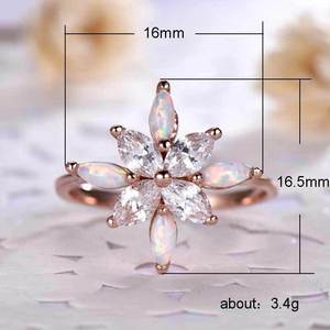 Anello da Donna Stile Opale con Motivi Floreali, Elegante Gioiello Regolabile in Lega con Accenti Colorati, Design Moderno per Regalo - Product Image 5