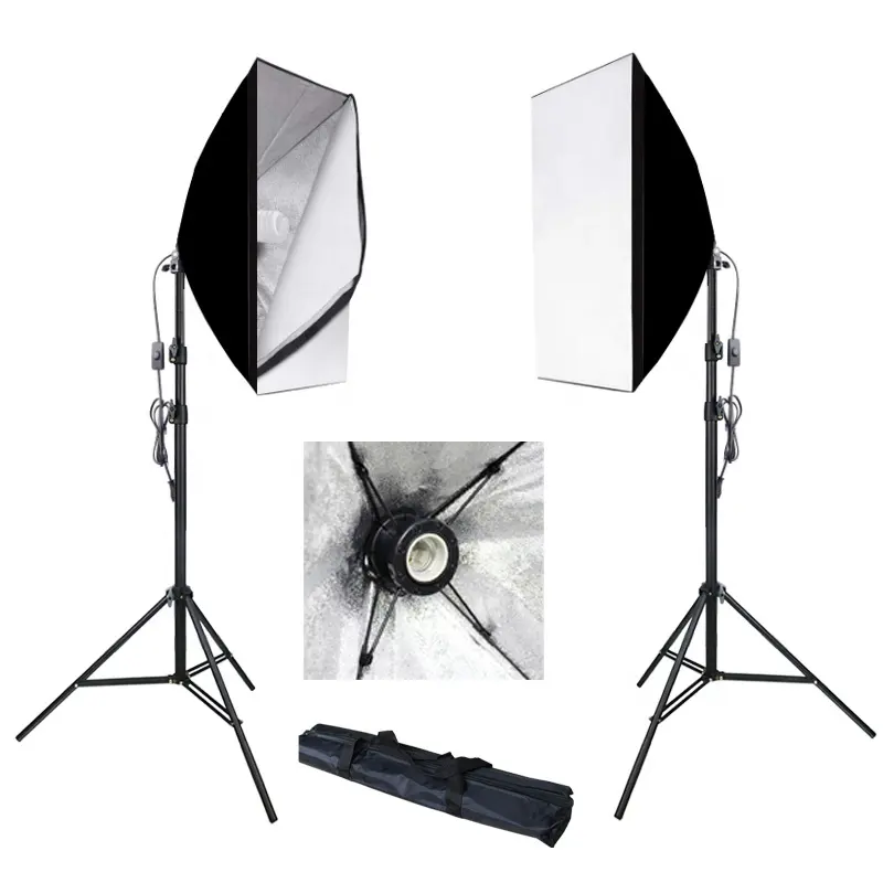 Abestar — Kit d'éclairage de Studio photo, nouveau système de Support de boîte souple avec les fonds noir, blanc, en mousseline