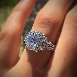 Bagues en acier inoxydable certifiées IGI avec pierres précieuses et diamants, plaquées rhodium, bijoux de mariage, zircon, diamants de clarté SI, numéro de diamant - Product Image 1