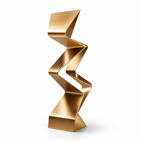 Trophée Sportif Moderne en Métal Coulé, Design Spirale Double Hélice Couronne Ouverte Flamme Zigzag, Plaqué Or, Récompense de Remise de Diplôme