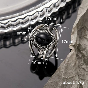 Anello con pietra ovale per uomo e donna, stile vintage boho, gioiello semplice da indossare ogni giorno, accessorio di moda. - Product Image 5